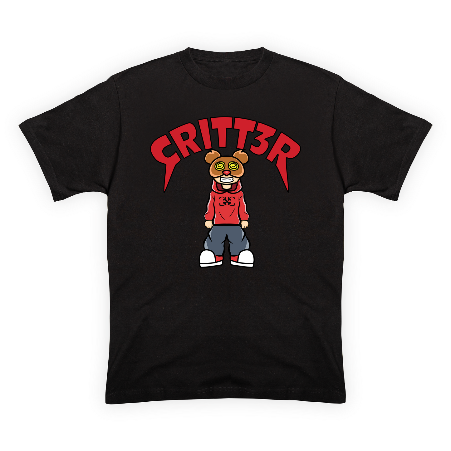 CRITT3R brand shirt featuring a captivating human-bear design, highlighting the brand's creative and distinctive style