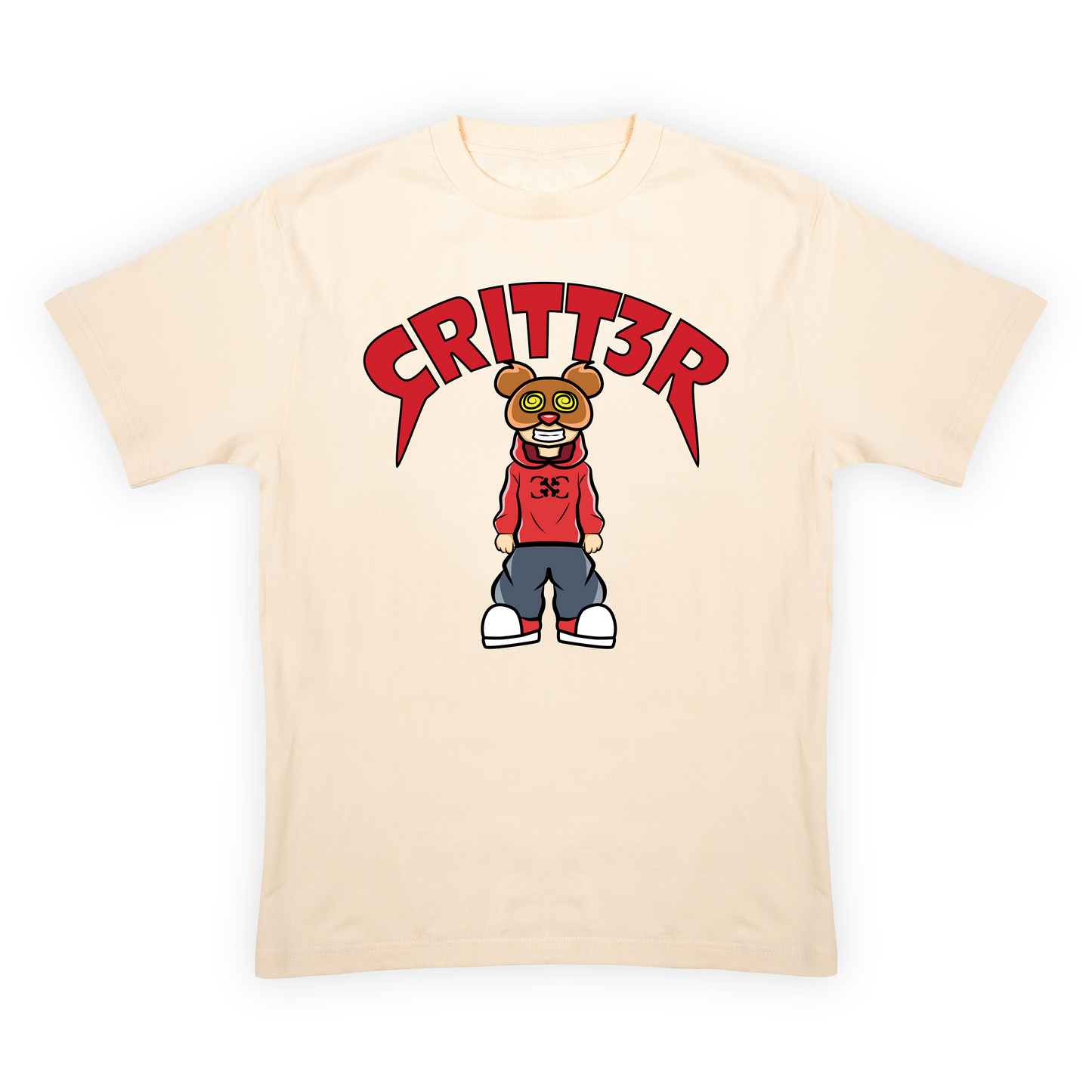 CRITT3R brand shirt featuring a captivating human-bear design, highlighting the brand's creative and distinctive style