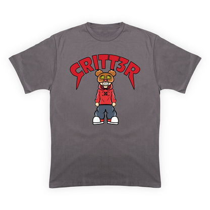 CRITT3R brand shirt featuring a captivating human-bear design, highlighting the brand's creative and distinctive style