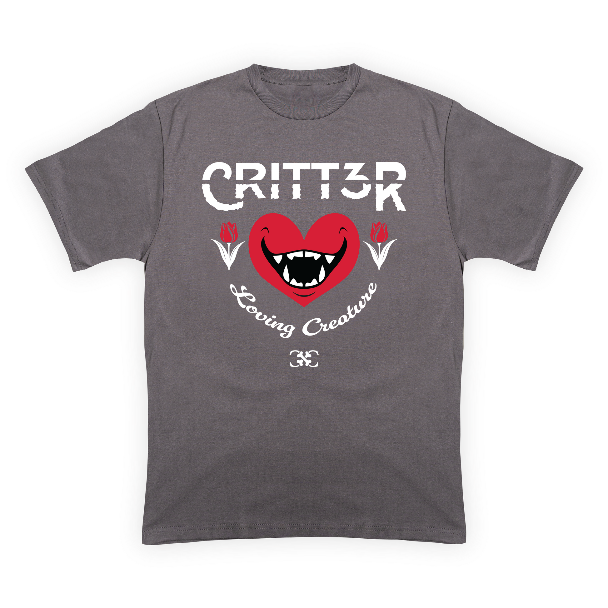 CRITT3R brand shirt featuring the text 'Loving Creature' alongside a heart design, embodying the brand's message of compassion and warmth