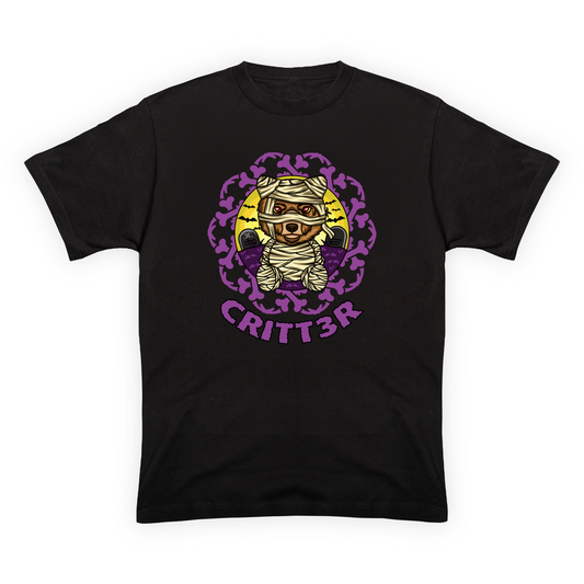 CRITT3R brand shirt featuring a unique pirate mummy bear design, blending playful elements with intriguing themes in the brand's distinctive style