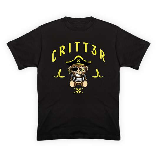 CRITT3R brand shirt showcasing a playful pirate monkey design, adding a whimsical touch to the brand's creative style