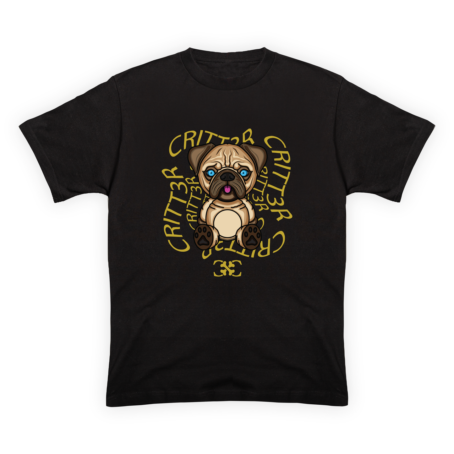 CRITT3R brand shirt featuring a charming pirate pug design, adding a playful and whimsical touch to the brand's unique style