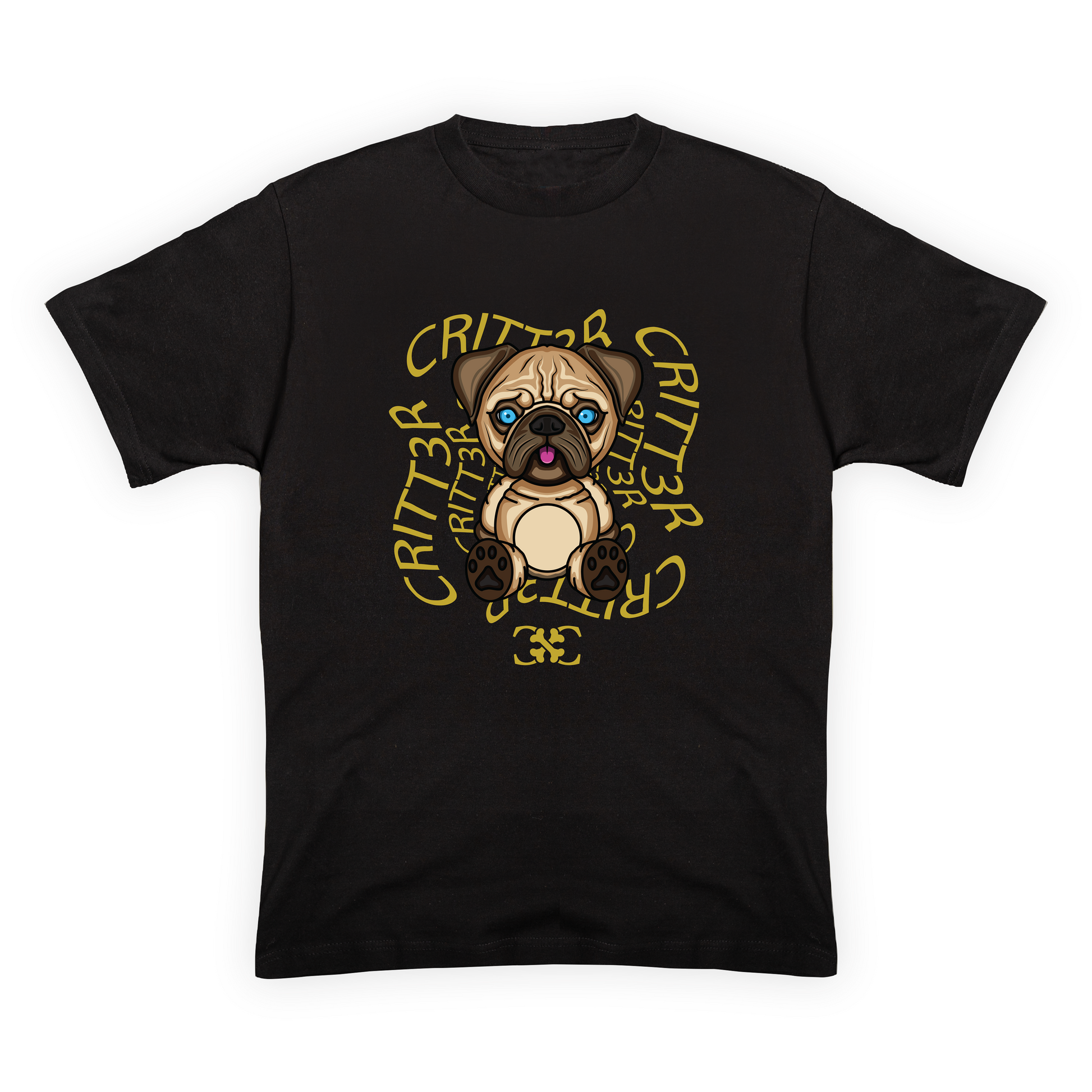 CRITT3R brand shirt featuring a charming pirate pug design, adding a playful and whimsical touch to the brand's unique style