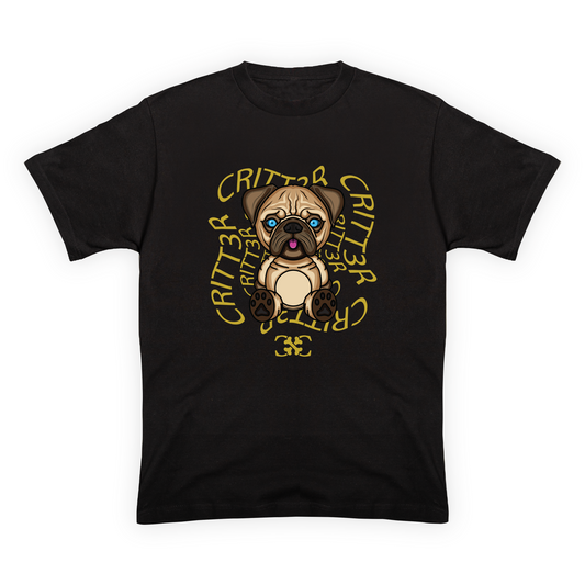 CRITT3R brand shirt featuring a charming pirate pug design, adding a playful and whimsical touch to the brand's unique style